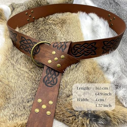 Renaissance Belt Pouch Purse Viking Bracer Hook Halloween Set Medieval Festival Costume Accessory Casual Fanny Pack Waist Bag - color: Pattern Brown