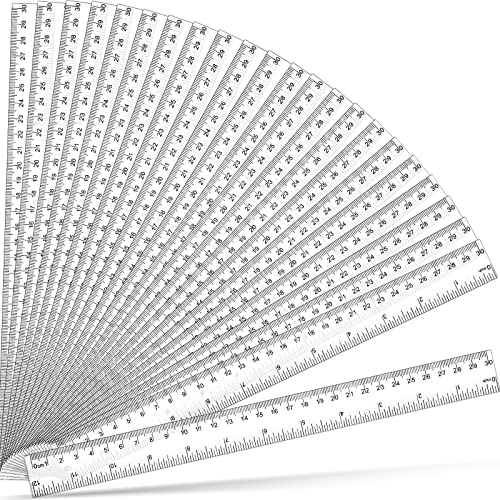 Fuutreo 100 Pack 12 Inch Rulers Bulk Plastic Clear Rulers for Classroom