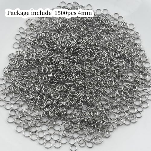1500pcs 4mm Stainless Steel Jump Rings Connector O Rings Accessories for Bracelet Necklace Earrings Lanyard Keychain DIY Craft Jewelry Making Supplies - size: 4mm