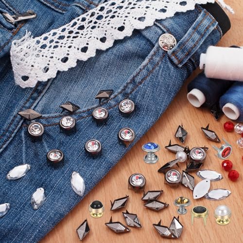 uxcell 60 Sets Rhinestone Rivets, 8mm Leather Rivets Crystal Rivets Stud Rapid Double Cap Rivets for DIY Leather Craft Fabric Clothes Belt Bags, Dark Blue - color: Dark Blue, size: 8mm
