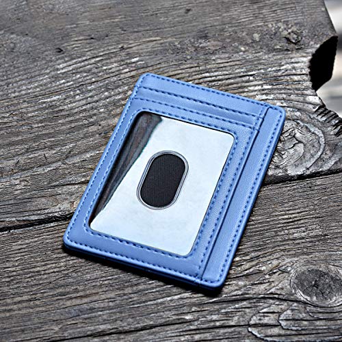 Buffway Slim Minimalist Front Pocket RFID Blocking Leather Wallets for Men and Women - Sand Wathet Blue - color: Sand Wathet Blue