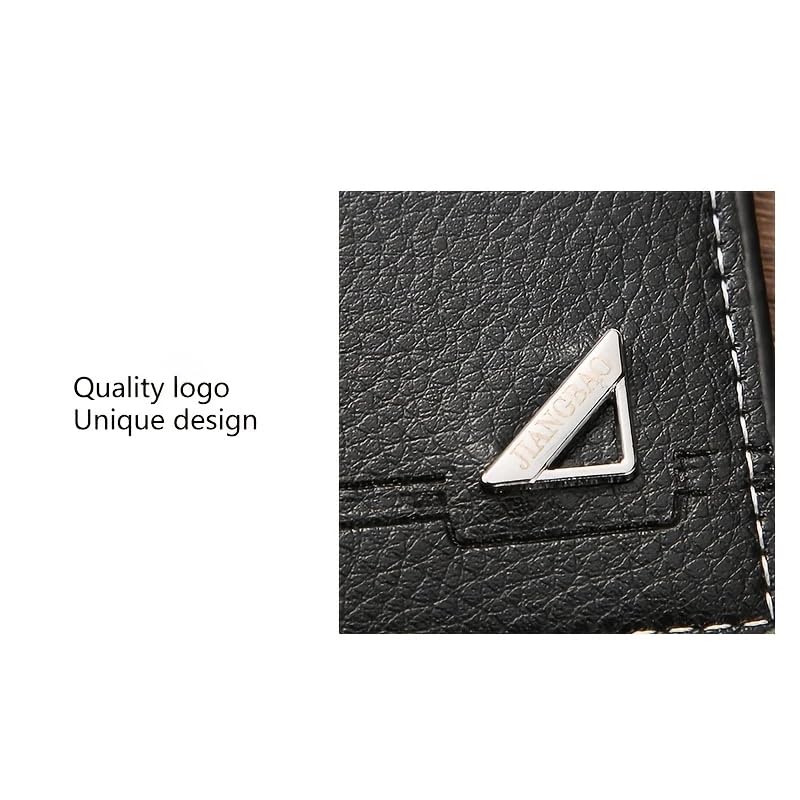 Men's Business Horizontal Short Wallet Money Clip, Fashion Large Capacity PU Leather Wallet