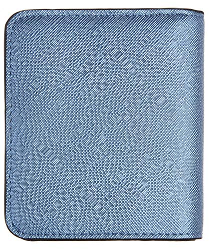 Toughergun Women’s Small Slim Leather Wallet with RFID Protection, Compact Bifold Mini Purse with Clear ID Window - color: CH Blue Gold