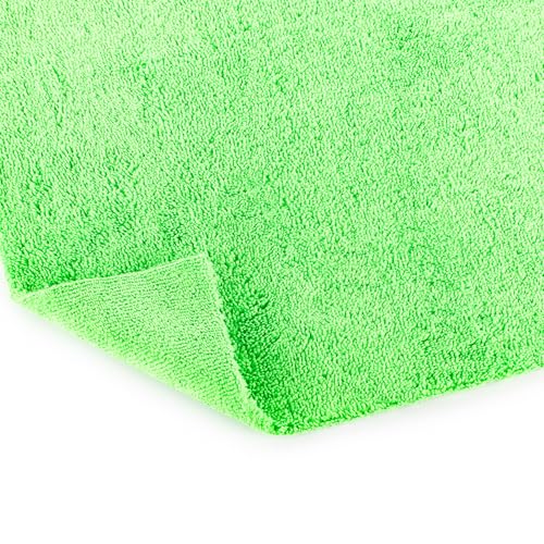 The Rag Company - Creature Edgeless Auto Detailing Towels (10-Pack) Professional 70/30 Blend, Dual-Pile Plush Microfiber, Buffing & Polishing, 420gsm, 16in x 16in, Lime Green - color: Lime Green