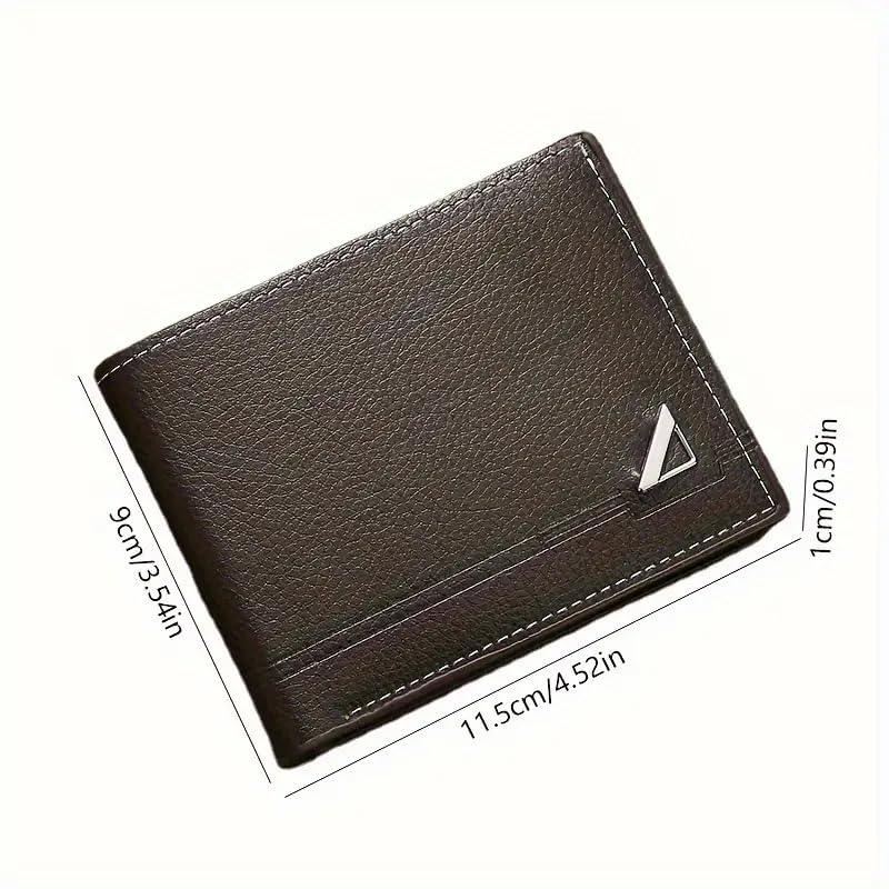 Men's Business Horizontal Short Wallet Money Clip, Fashion Large Capacity PU Leather Wallet