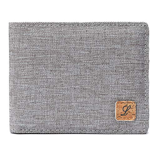 Lanyani Minimalist Fabric Wallet Bifold RFID Blocking - color: Light Grey