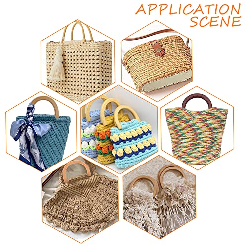 PH PandaHall Crochet Bag Making Kit, 7 x 3 Inch Oval Leather Bottom Shaper Pad with 2pcs D Shape Wooden Handles for DIY Knitting Shoulder Bags Craft Making