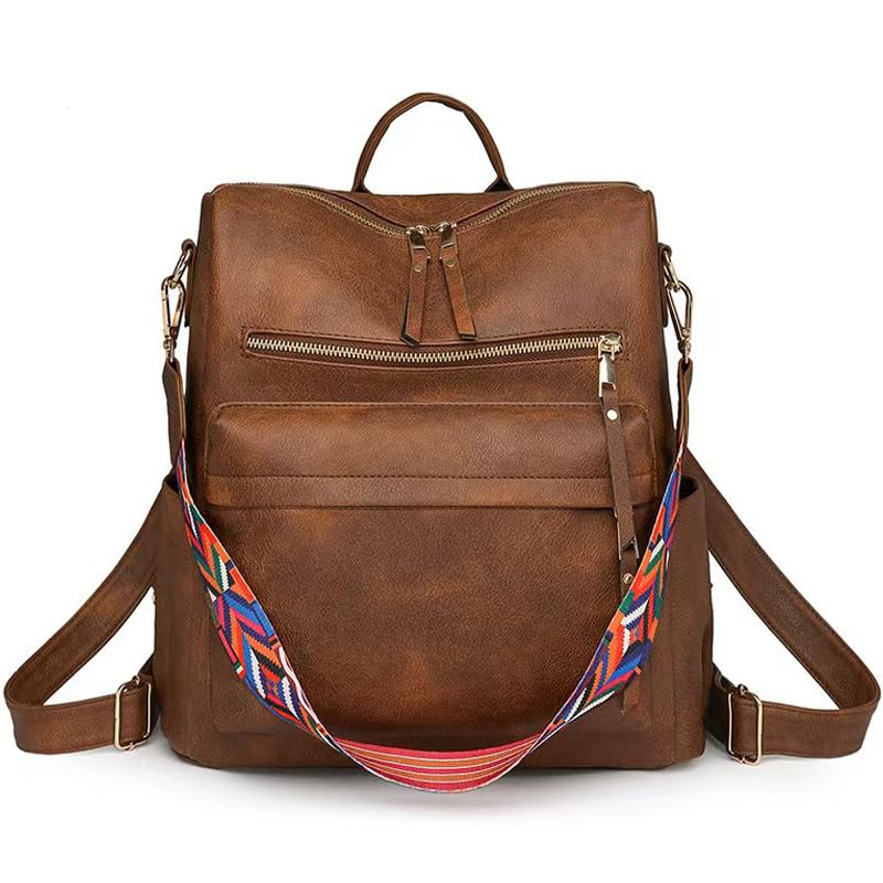 Women's Fashion Backpack Purse for Women Leather Multipurpose Design Ladies Shoulder Bag Travel bag Satchel Handbags - color: Dark Brown