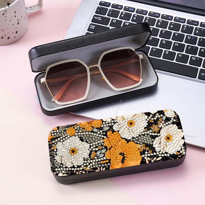 Leatrice 3 Pcs 5d Diamond Art Kits for Adults Diamond Dots Eyeglasses Cases - color: AF Plant