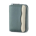 Linno RFID 20 Slots Credit Card Holder Genuine Leather Small Wallet for Women or Men with Zipper - color: New Blue