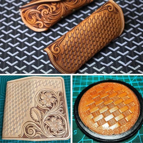 Celtic Basket Weave Leather Stamp Leathercraft Stamping Tool 304 Stainless Steel Geometric Pattern for DIY Carving