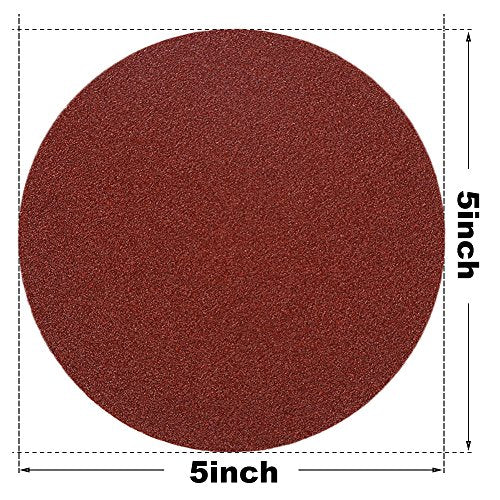 5 Inch Sanding Discs NO-Hole Hook and Loop 60 Grit Sandpaper Aluminum Oxide Random Orbital Sander Pads (60-Pack) - size: 60 Grit, 60pcs