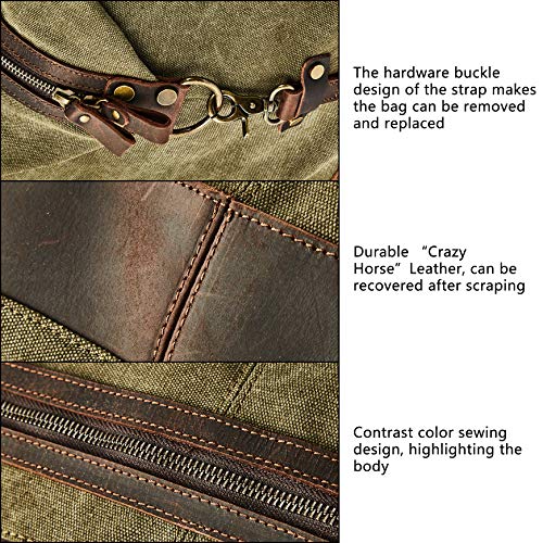 Oversized Washed Canvas Duffel Bag for Men - color: Green