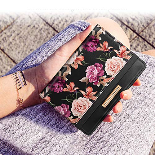 Coco Rossi Passport Holder Cover RFID Cute Slim Travel Wallet Women | Travel Essentials, Passport Book Holders, Passport Cover Case, PU Leather, Thin Card Holder, Spliced Design, Black Flower - color: Black Flower