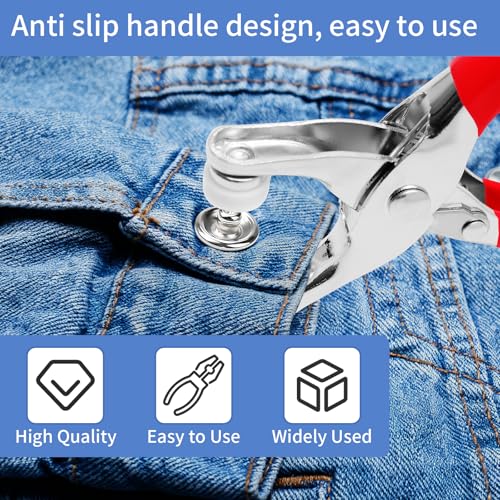 Vintrex 9.5mm Metal Snap Button Kit - 100Set Silver Hollow Snaps for Fabric with Fastener Pliers, Sewing Button Snaps for DIY Crafts, Clothing & Sewing Projects(402Pcs) - color: 9.5mm 100Set