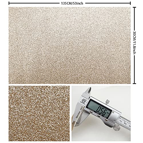 Champagne 11.8X 53 Inch (30 x 135 cm) Sparkly Superfine Glitter Leather Rolls Shiny Faux Fabric Canvas Perfect for Craft DIY Handmade Projects Patchwork Bow Earring Craft Key Chain - color: Champagne