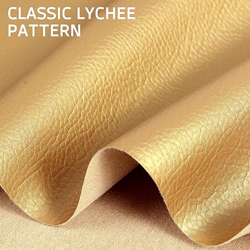 Marine Vinyl Upholstery Faux Leather Fabric, 1 Yard Gold | Marine Grade Faux Leather Vinyl by the Yard, Waterproof, Soft & Durable, for Boat, Furniture Upholstery, DIY Sewing Crafts - color: Gold, size: 1 Yard 55" x 36" (Pre-cut)