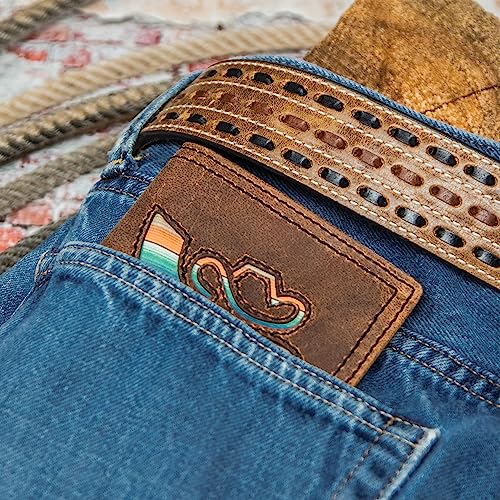 HOOEY Leather Men’s Western Rodeo Wallet (Hawk - Brown/Sunset Serape) - color: Hawk - Brown/Sunset Serape