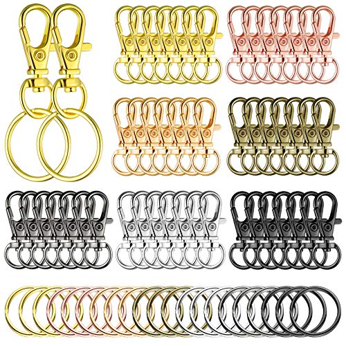 Hotop 100 Pcs Swivel Clasp Set with 50 Snap Hooks 50 Key Chains Rings