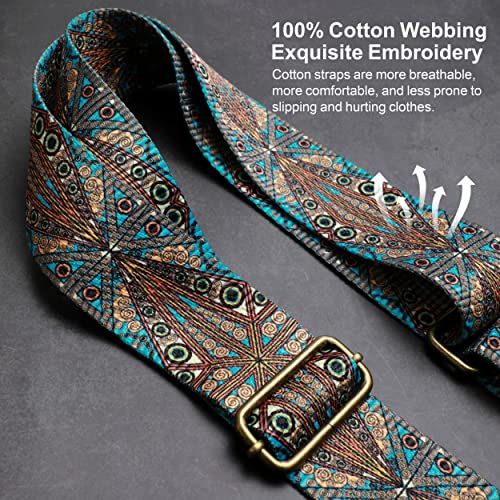 Purse Strap, 2"Cowhide Head Wide Shoulder Strap Adjustable Replacement,Retro Personalized Printing Multi-pattern Crossbody Bag Straps for Handbag,Crossbody Bags,Shoulder Bags(Bohemian style) - color: Bohemian Style