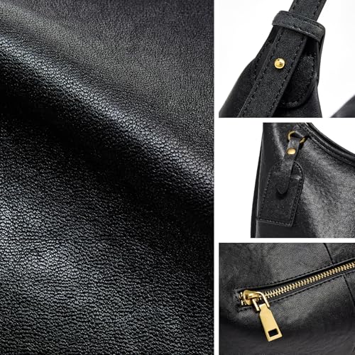 FOXLOVER Purses for Women Hobo Bag Designer Slouchy Tote Handbags - color: Black 01