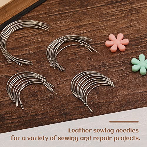 40 Pcs Curved Sewing Needles 4 Sizes commonly Curved Leather Quilting Needles Upholstery Weaving Needles Embroidery Needle for Leather Projects Carpet or Canvas Wig Making - style: 40Pcs-4 Sizes