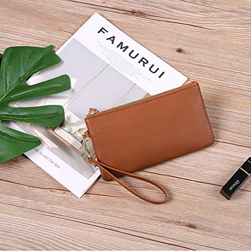 GOIACII Wallets for Women RFID Blocking Ultra Slim Real Leather Credit Card Holder Clutch - color: 1-2020-brown-1
