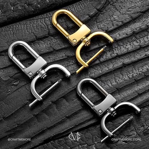 CRAFTMEMORE 2pcs Detachable Snap Hook Swivel Clasp w/Screw Bar VT99 Bag Strap Hardware Replacement (1/2 Inch, Brushed Brass) - color: Brushed Brass, size: 1/2 Inch