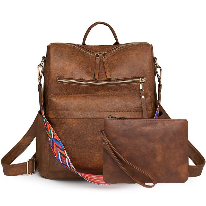 Women's Fashion Backpack Purse for Women Leather Multipurpose Design Ladies Shoulder Bag Travel bag Satchel Handbags - color: Dark Brown Purse