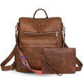 Women's Fashion Backpack Purse for Women Leather Multipurpose Design Ladies Shoulder Bag Travel bag Satchel Handbags - color: Dark Brown Purse