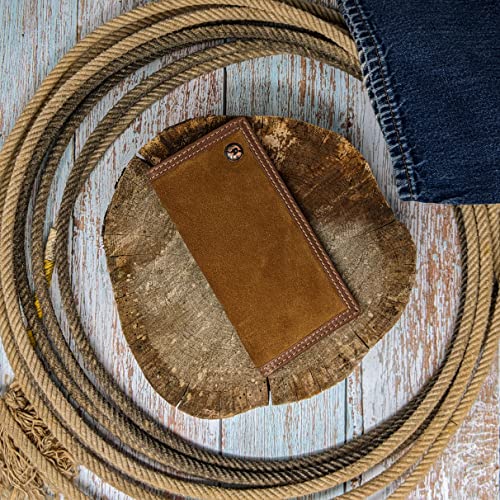 HOOEY Leather Men’s Western Rodeo Wallet (Roughout - Brown) - color: Roughout - Brown