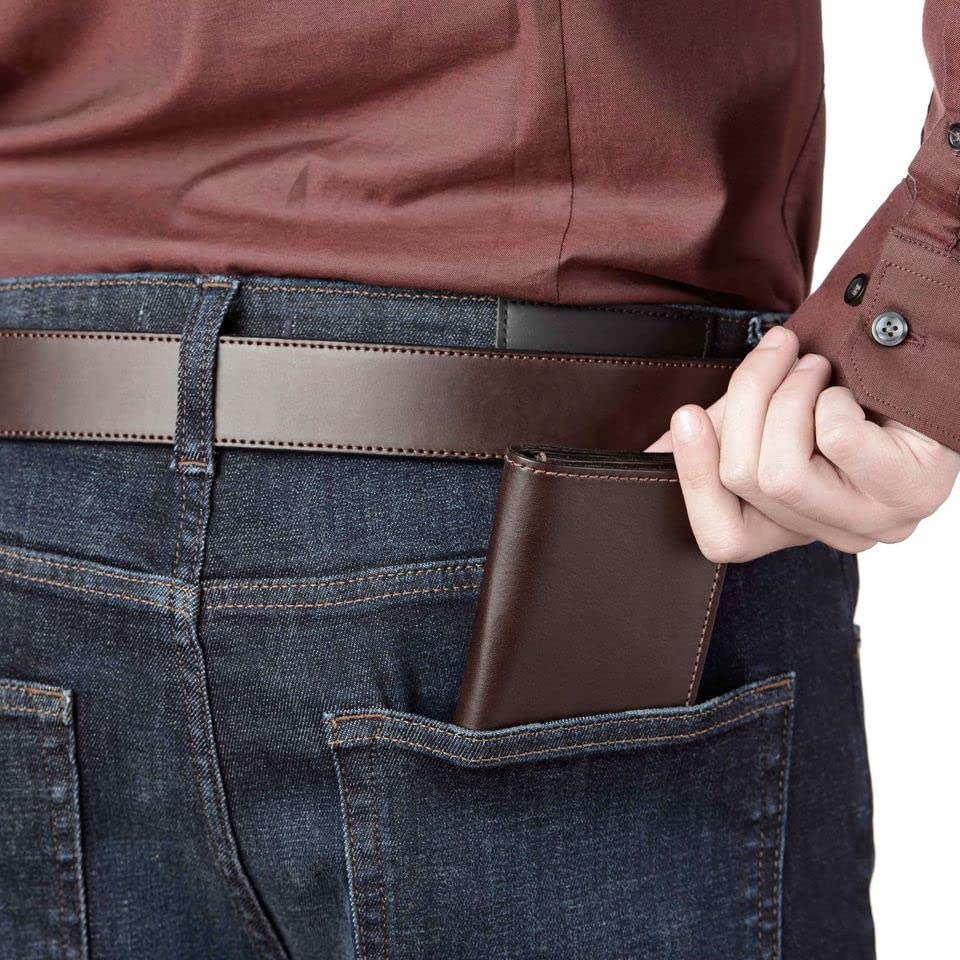 Bullhide Belts Full Grain Bridle Leather Trifold Wallet Brown | ID window, 4 card slots, Made in USA - color: Brown