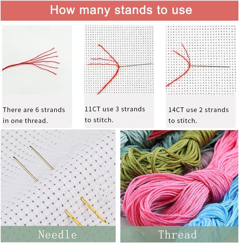 Leczany Cross Stitch Patterns Stamped Kit for Beginners | Embroidery Supplies DIY Craft Kit Needlepoint for Adults Starter | 11CT, 3 Strands | The Moon and Plum Blossoms 15.8x20.9 inches - color: 11CT Stamped kits, The Moon and Plum Blossoms 15.8x20.9 inc