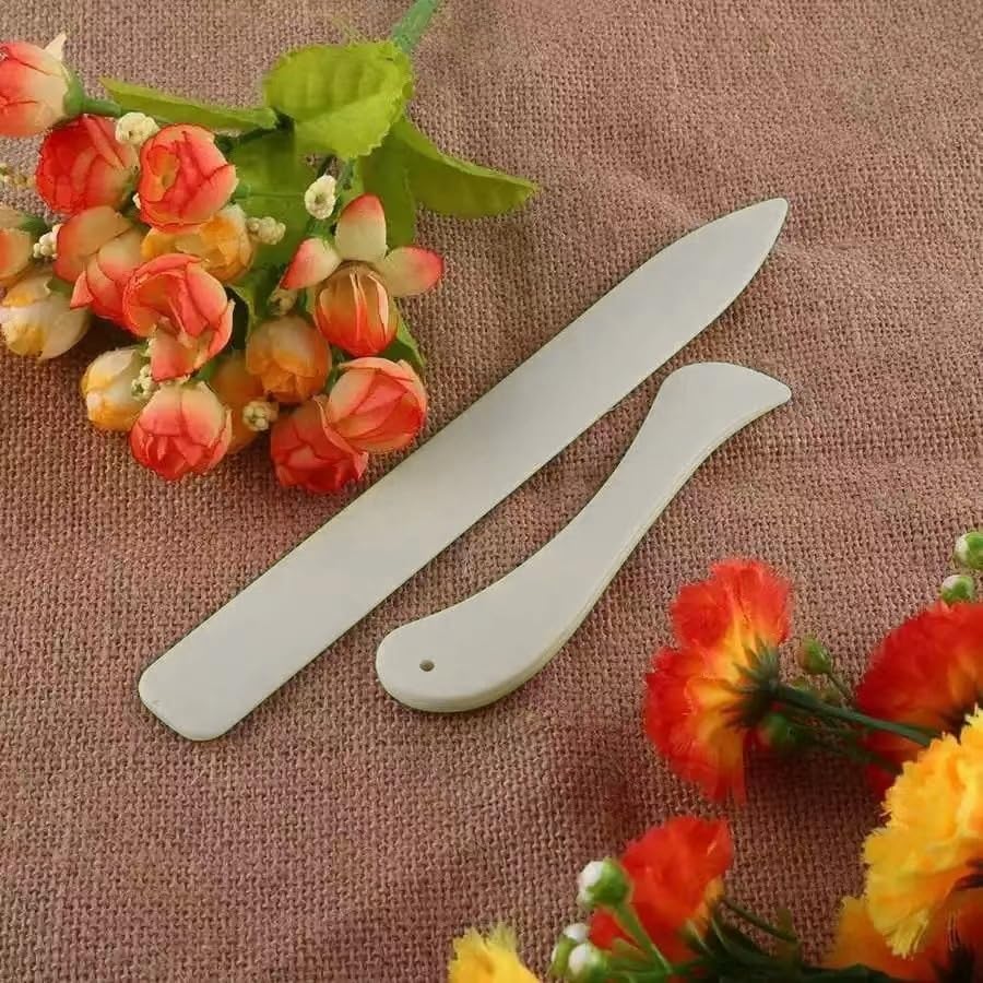 Bone Folder Set, 2 Piece Plastic Paper Creaser, Leather Burnishing Tool for Bookbinding, Card Making, Scrapbooking, Non Stick Scoring Craft Tools