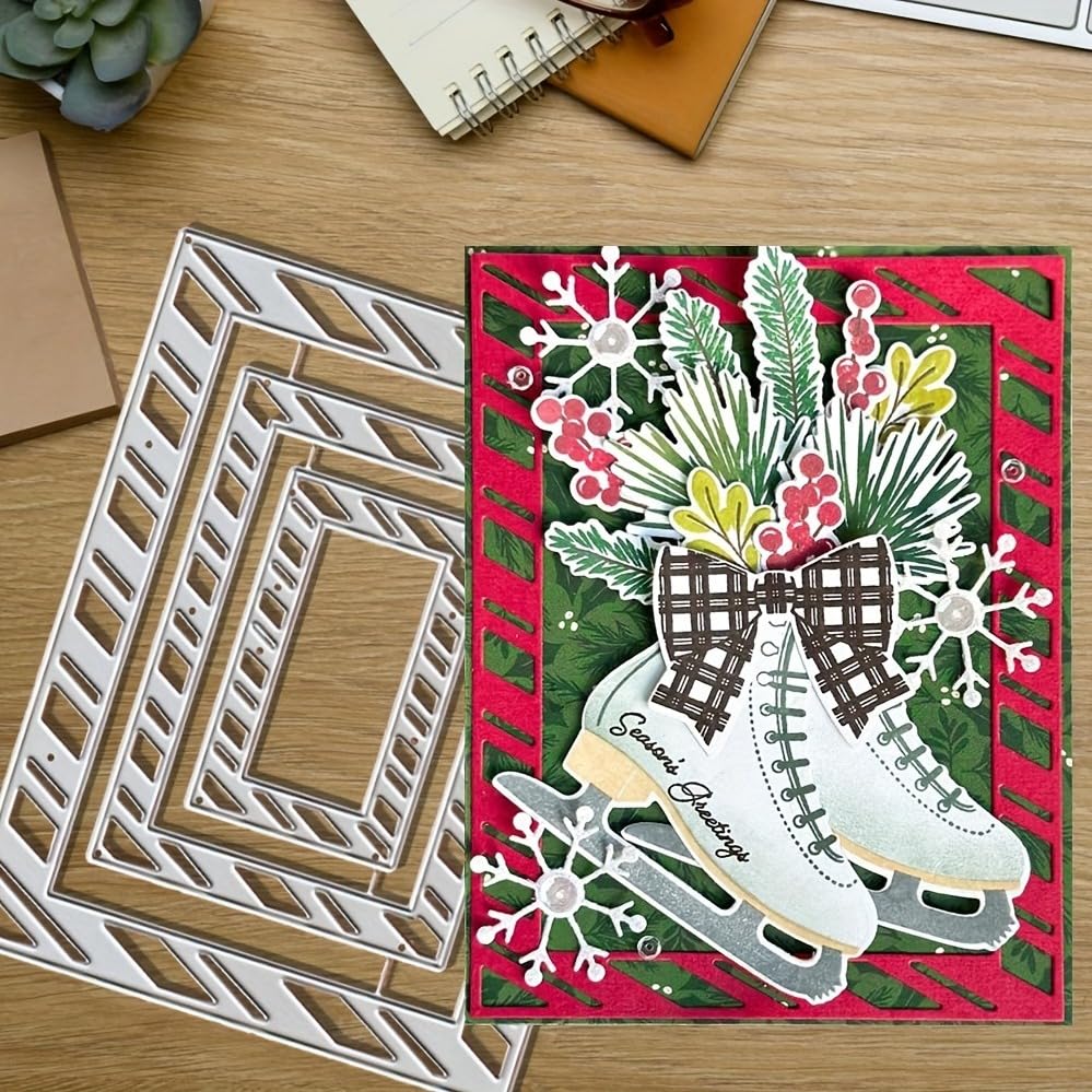 Metal Cutting Die for Scrapbooking - Cut Stencils for DIY Scrapbook Photo Album Decorative Paper Card, Card Making Supplies & Crafting Die Cut (Three Squares 5.5 x 4.3 in) - color: Three Squares 5.5 x 4.3 in
