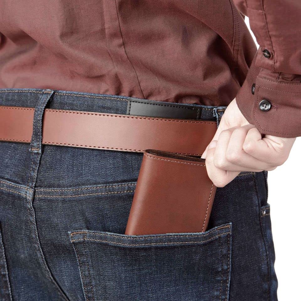 Bullhide Belts Full Grain Bridle Leather Trifold Wallet Medium Brown | ID window, Made in USA - color: Medium Brown